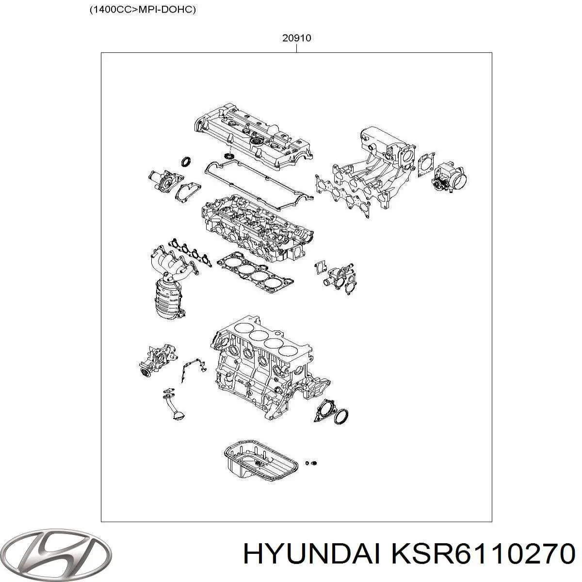 KSR6110270 Hyundai/Kia juego de juntas de motor, completo