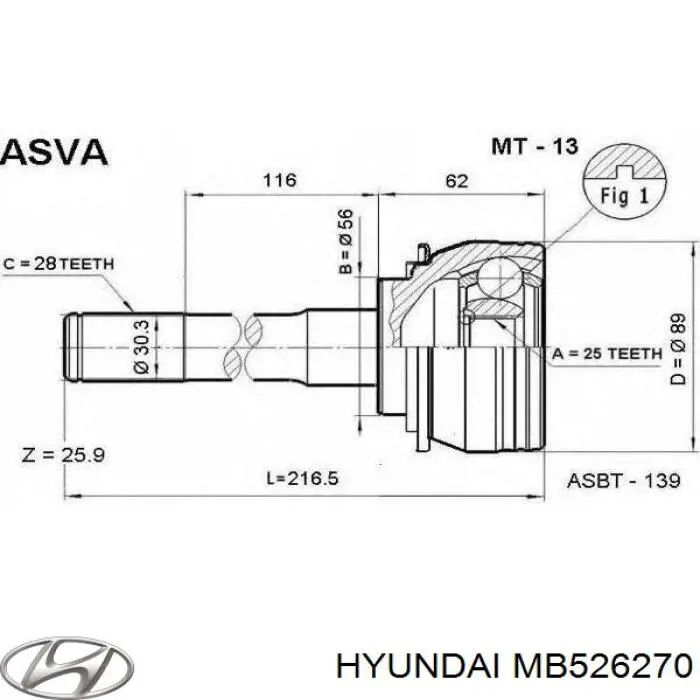 MB526270 Hyundai/Kia Junta homocinética