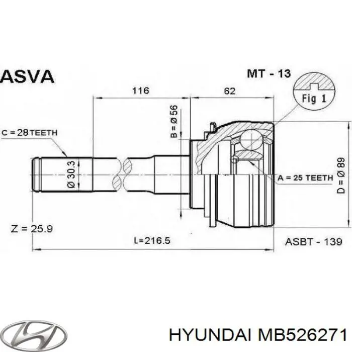 Junta homocinetica MB526271 Hyundai/Kia