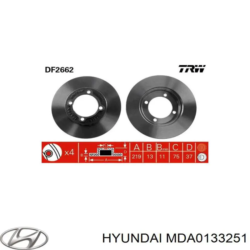 Frenos delanteros Hyundai/Kia MDA0133251 precio, desde 31,76 EUR