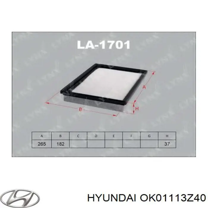 OK011-13Z40 Hyundai/Kia filtro de aire