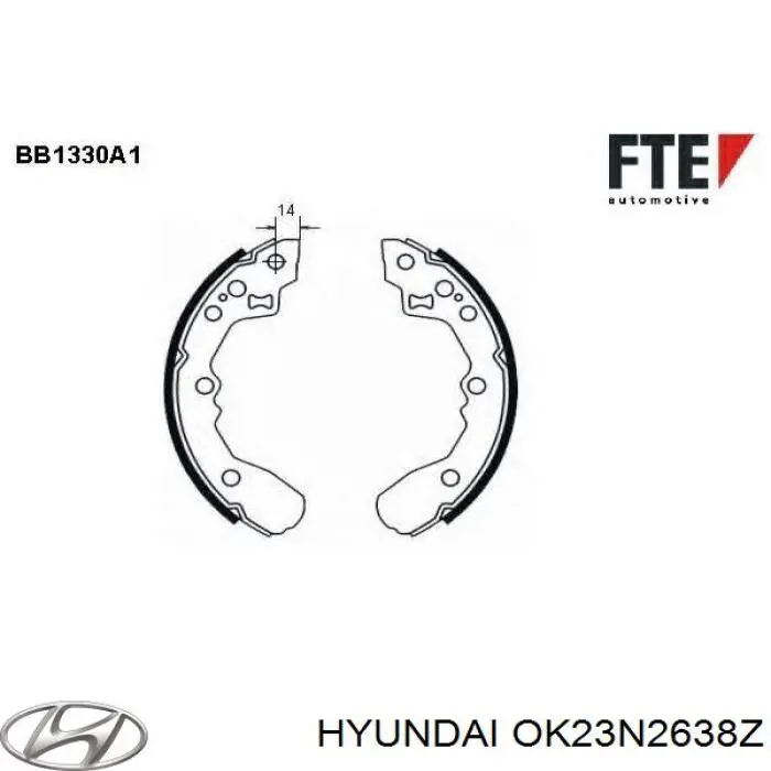 OK23N2638Z Hyundai/Kia zapatas de frenos de tambor traseras