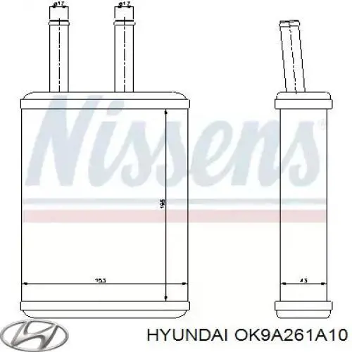 OK9A261A10 Hyundai/Kia radiador calefacción