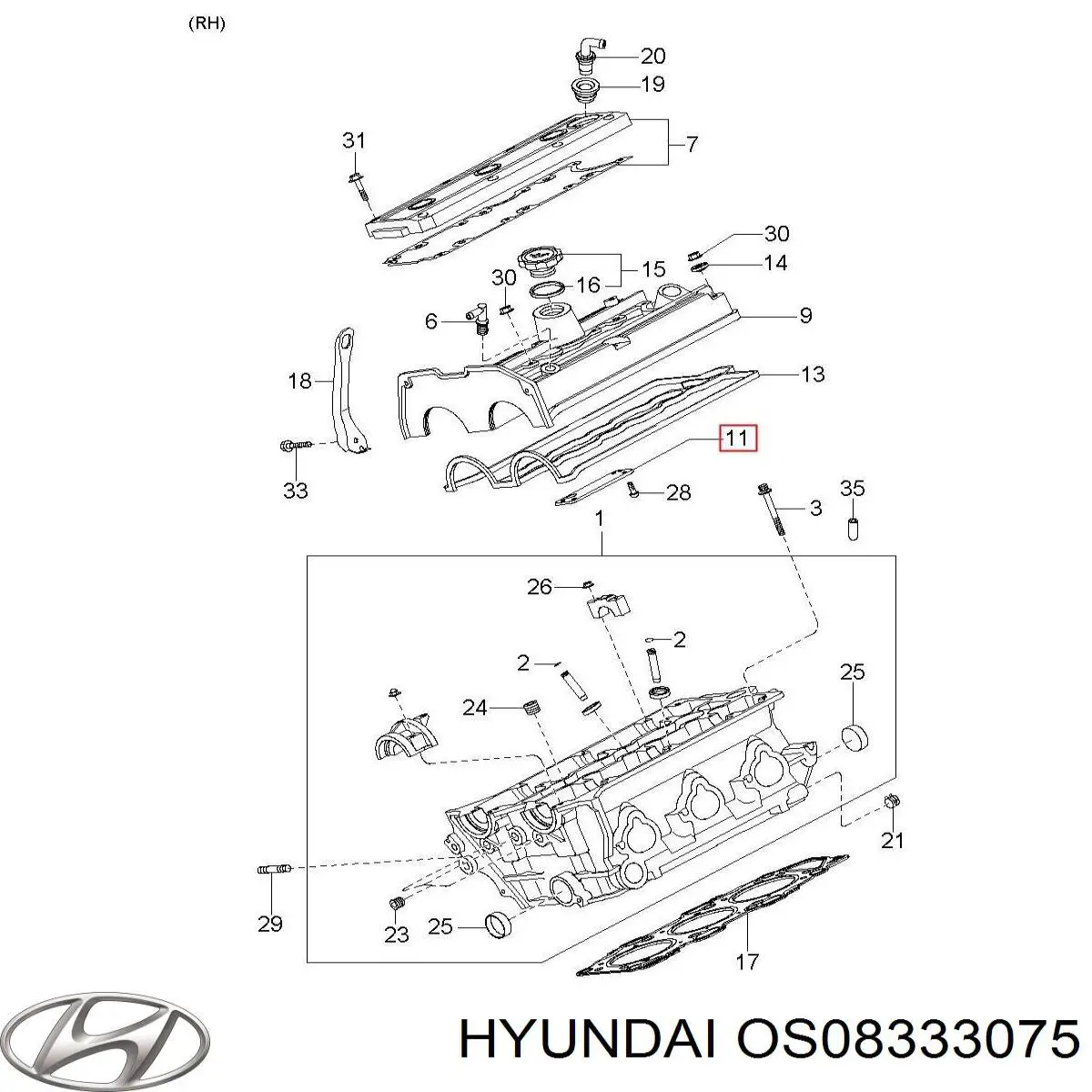 OS08333075 Hyundai/Kia cojinete externo del cubo de la rueda delantera