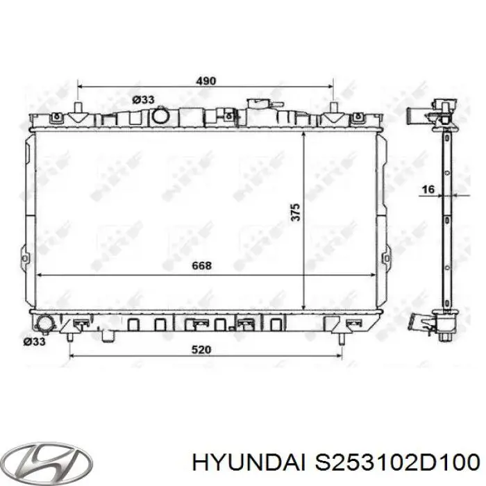 S253102D100 Hyundai/Kia radiador refrigeración del motor