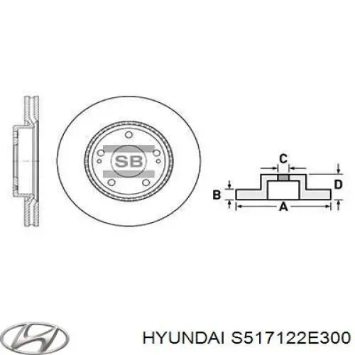 S517122E300 Hyundai/Kia freno de disco delantero