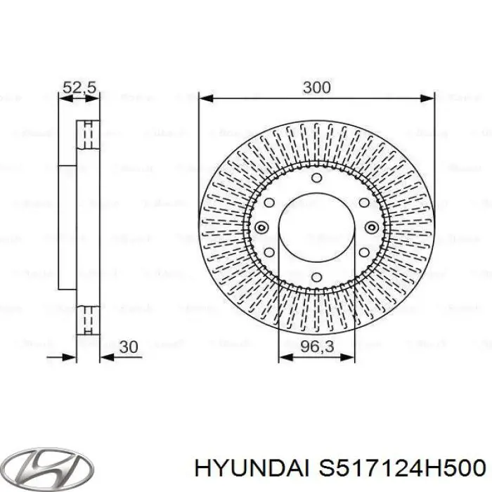 S517124H500 Hyundai/Kia freno de disco delantero