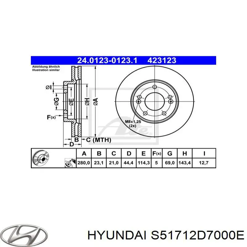 Disco de freno delantero Hyundai/Kia S51712D7000E