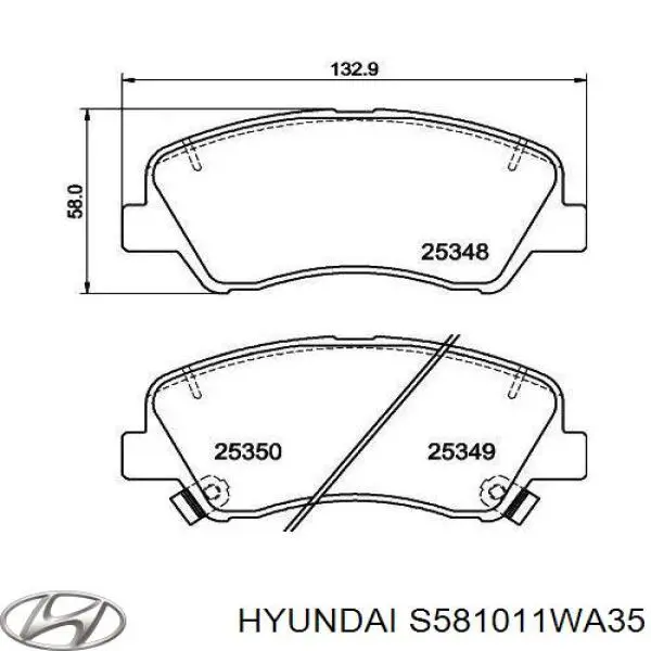 S581011WA35 Hyundai/Kia pastillas de freno delanteras