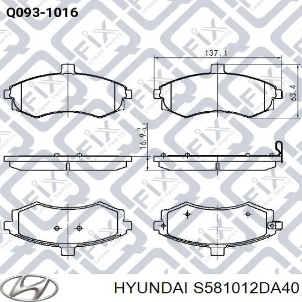 S581012DA40 Hyundai/Kia pastillas de freno delanteras