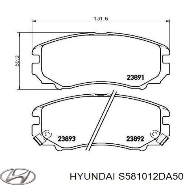 S581012DA50 Hyundai/Kia pastillas de freno delanteras