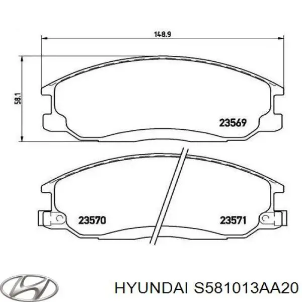 Pastillas de freno S581013AA20 Hyundai/Kia