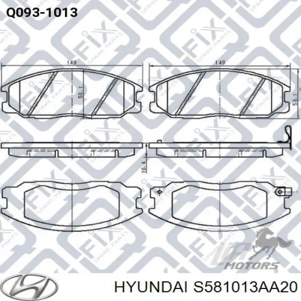 Pastillas de freno delanteras Hyundai/Kia S581013AA20
