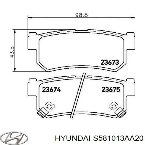 Comprar S581013AA20 Hyundai/Kia Pastillas delanteras de freno