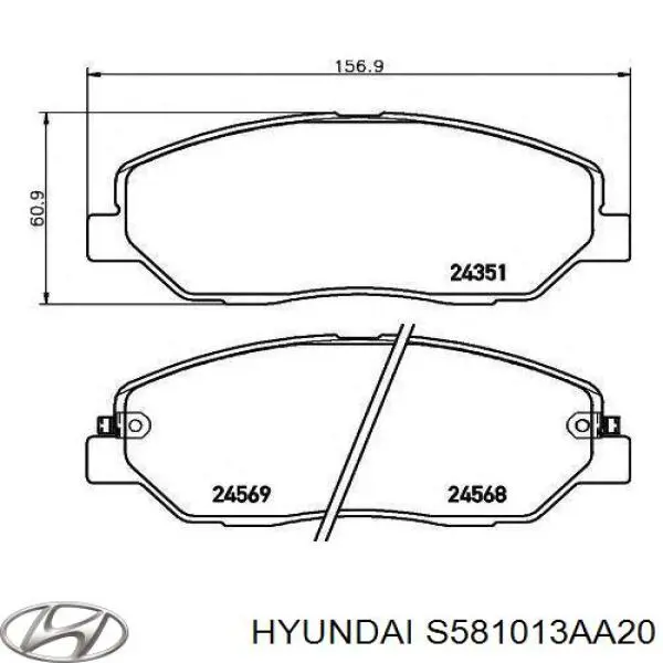 Pastillas de freno S581013AA20 Hyundai/Kia