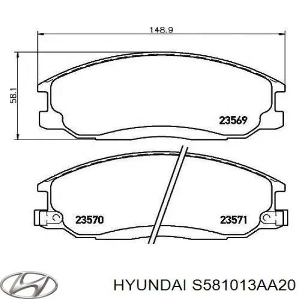 S581013AA20 Hyundai/Kia pastillas de freno delanteras
