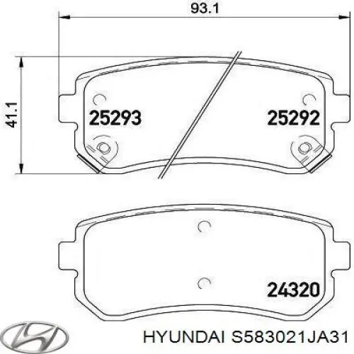 S583021JA31 Hyundai/Kia pastillas de freno traseras