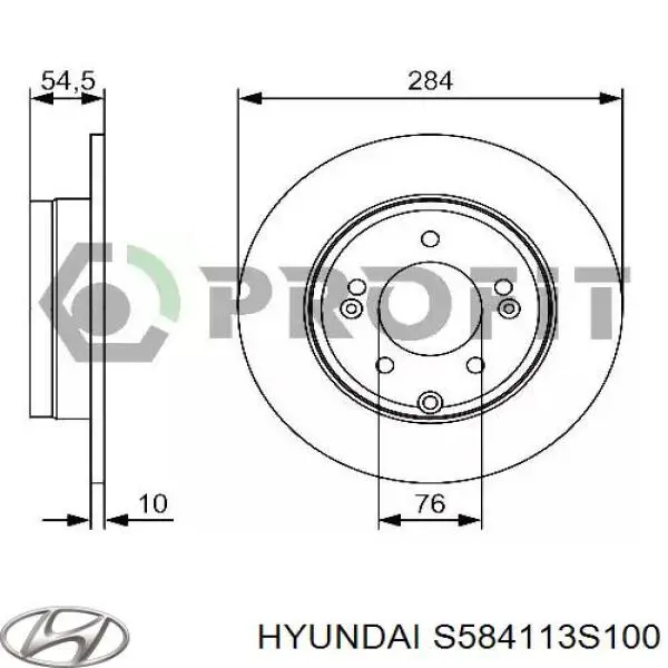 S584113S100 Hyundai/Kia disco de freno trasero