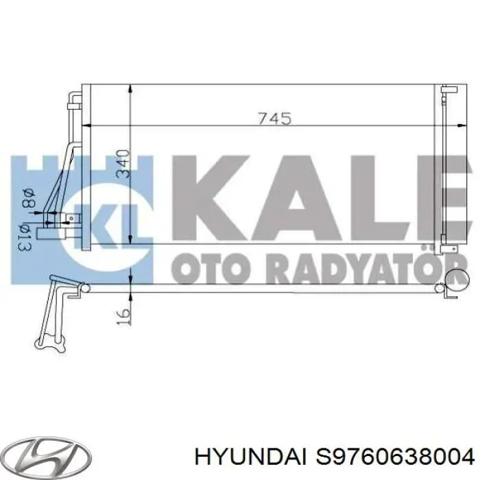 S9760638004 Hyundai/Kia condensador aire acondicionado