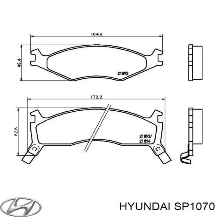 Pastillas de freno SP1070 Hyundai/Kia