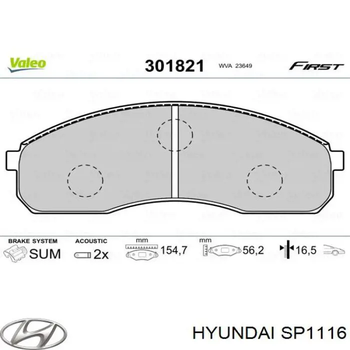 SP1116 Hyundai/Kia pastillas de freno delanteras