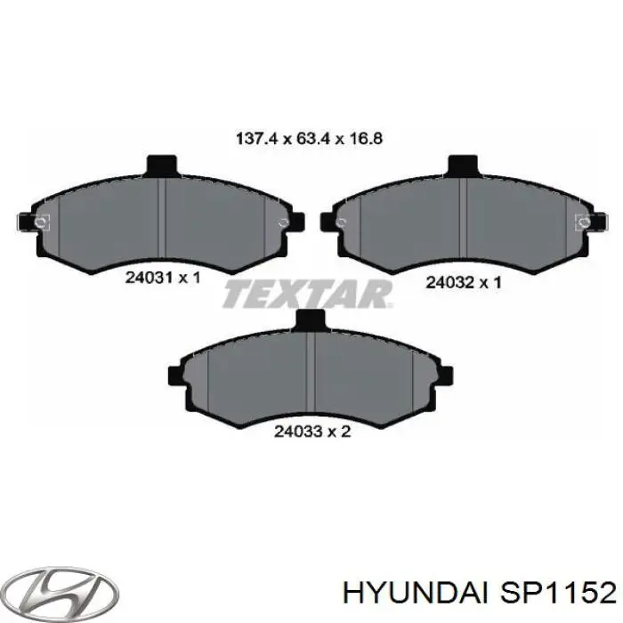 SP1152 Hyundai/Kia pastillas de freno delanteras