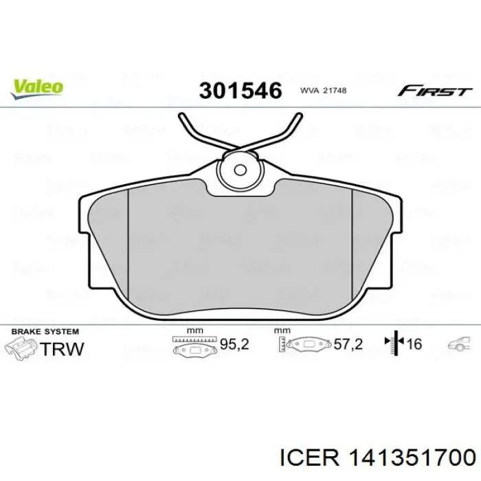 Comprar 141351700 Icer Pastillas de freno traseras