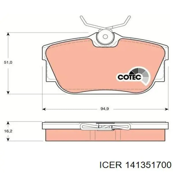 Pastillas de freno traseras 141351700 Icer