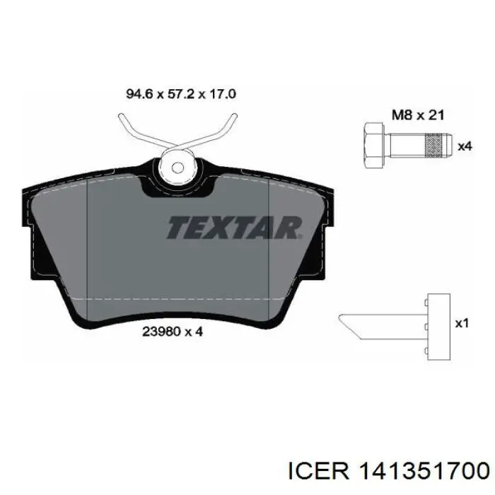 141351-700 Icer pastillas de freno traseras