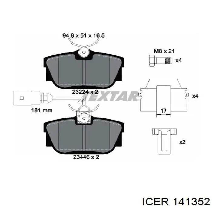 141352 Icer pastillas de freno traseras