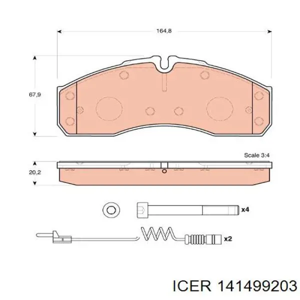 141499203 Icer pastillas de freno delanteras