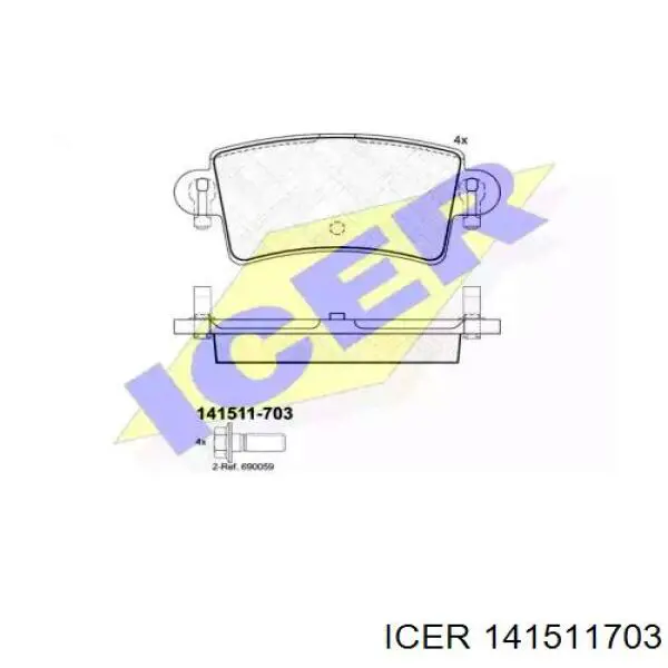 141511703 Icer Pastillas freno traseras