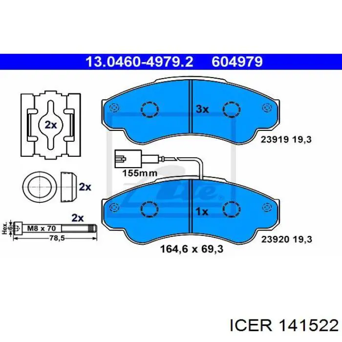 141522 Icer pastillas de freno delanteras