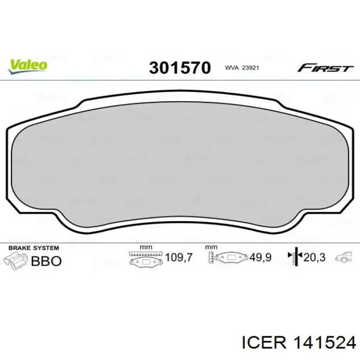 141524 Icer pastillas de freno traseras