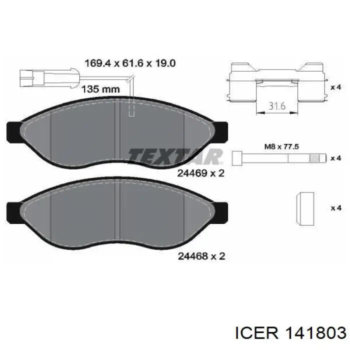 Pastillas freno delanteras Icer 141803 precio, desde 36,54 EUR