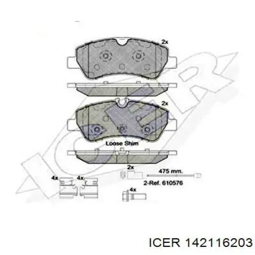 142116203 Icer pastillas de freno traseras