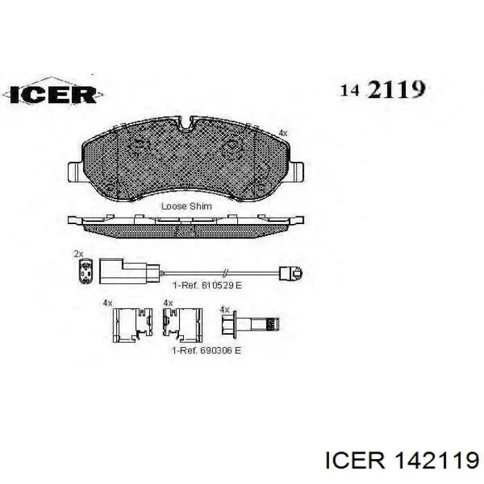 142119 Icer pastillas de freno delanteras