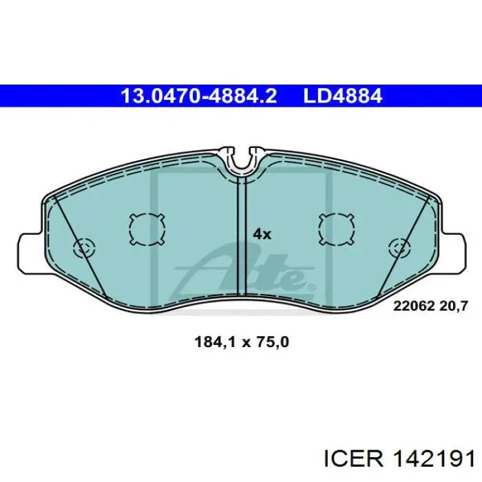 142191 Icer pastillas de freno delanteras