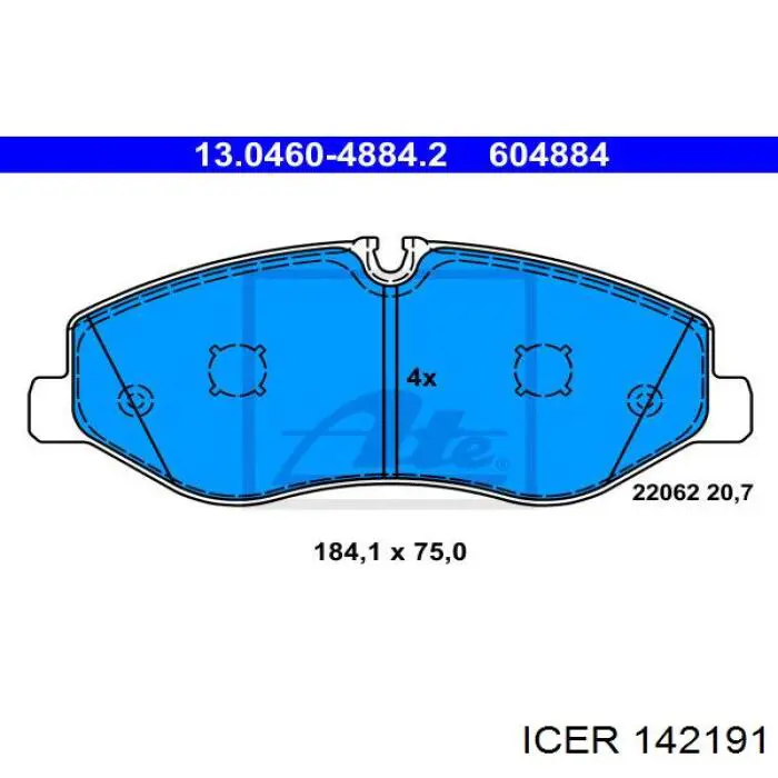 142191 Icer Pastillas delanteras