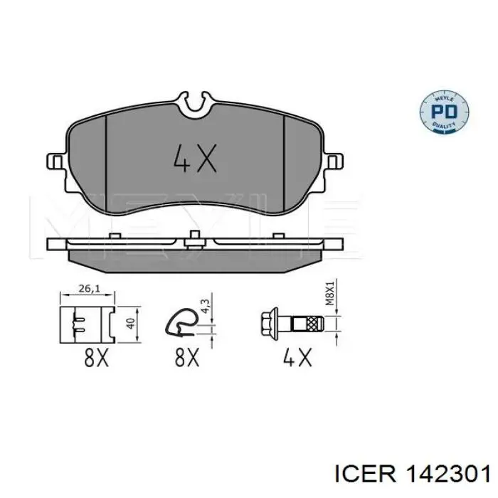 142301 Icer pastillas de freno traseras