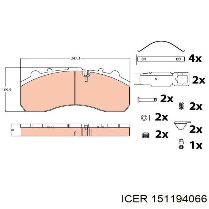 Pastillas de freno traseras 151194066 Icer