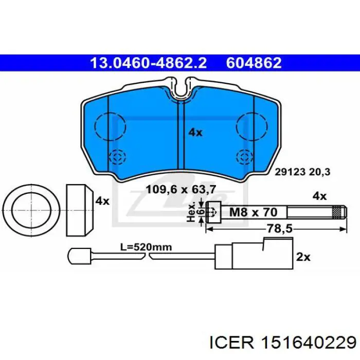 151640-229 Icer pastillas de freno traseras