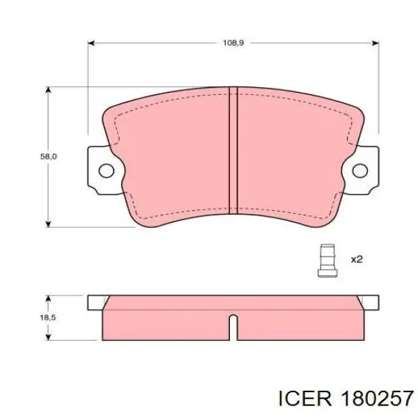 180257 Icer pastillas de freno delanteras