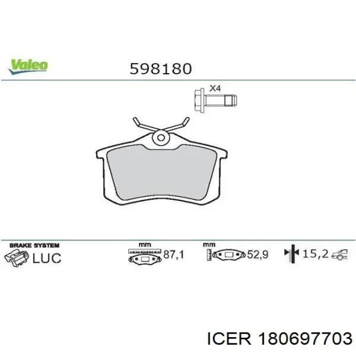 Comprar 180697703 Icer Pastillas de freno traseras