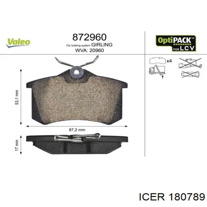 180789 Icer Pastillas freno traseras
