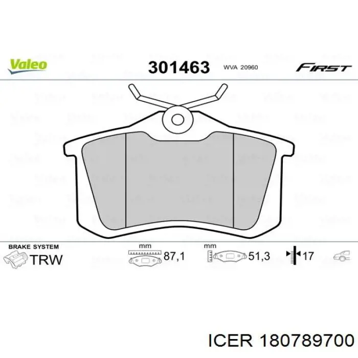 180789700 Icer Pastillas freno traseras