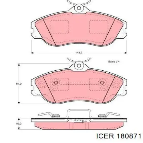 180871 Icer pastillas de freno delanteras