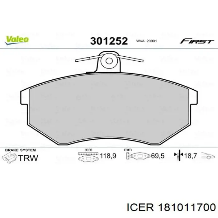 Pastillas de freno delanteras Seat Toledo 1 1L