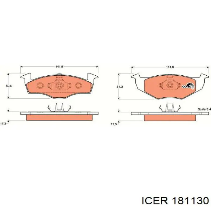 Pastillas de freno 181130 Icer