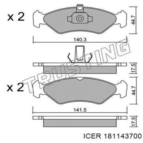 181143-700 Icer pastillas de freno delanteras